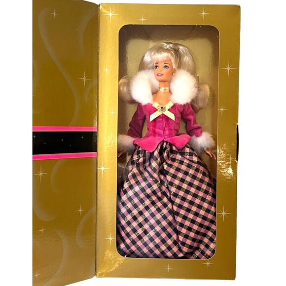 1996 WINTER RHAPSODY BARBIE DOLL Avon Exclusive 2nd In Series Blonde Gold BOX - Picture 1 of 5